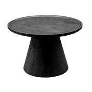 GHome UK Solid Mango Wood Black Round Coffee Table Sandblast Finish